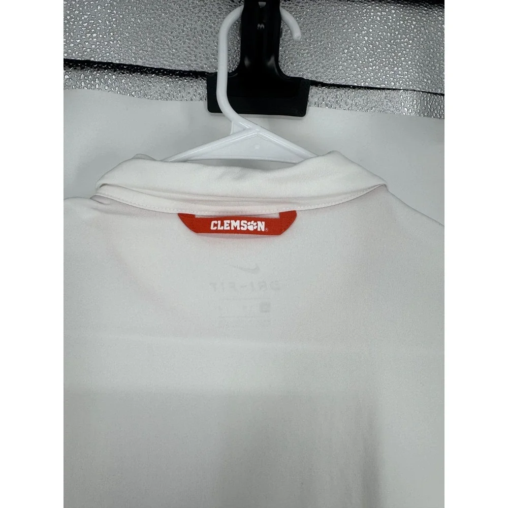 Nike Clemson Tigers University Polo Shirt Mens Medium Short Sleeve Golf Striped